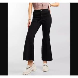 We the Free Free People Youthquake Flare Stretch Cropped Jean black sz 24